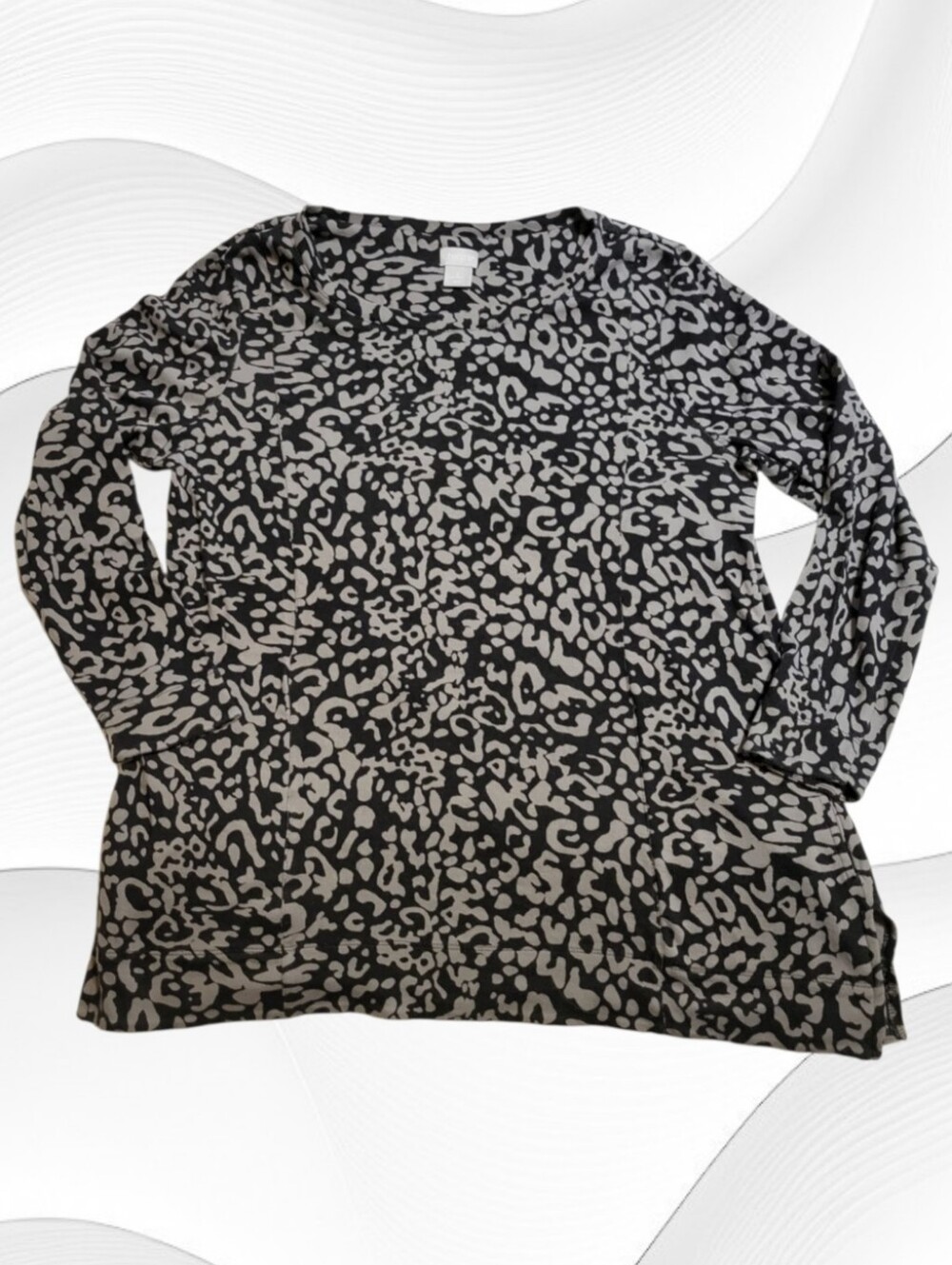 Chico's Long Sleeve Tunic Sz Large (sz 2) Animal Print